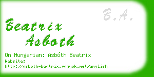 beatrix asboth business card