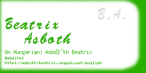 beatrix asboth business card